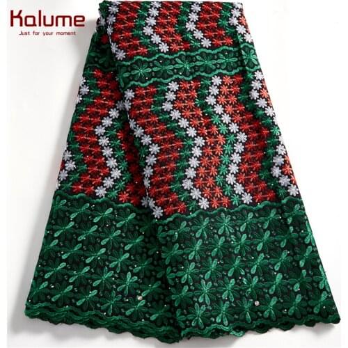 Kalume Swiss Cotton Fabric 2021 African Cotton Lace Fabric Nigerian Fabric Embrodiery Swiss Voile 5 Yards For Diy Dress H2519