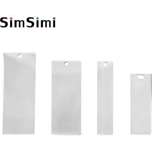 Simsimi Many sizes oblong rectangle diy Bar Pendant Necklace charm both sides mirror polished stainless steel wholesale 10pcs