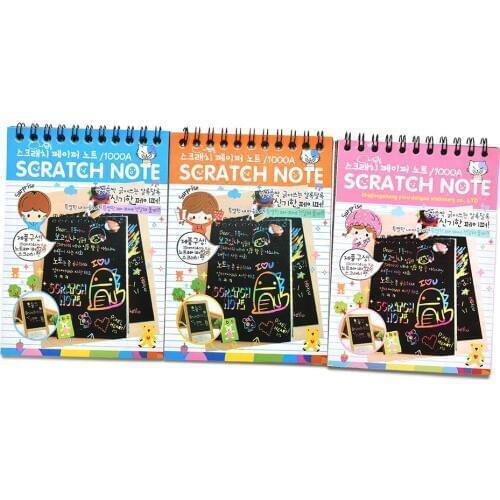 Scratchbook Scratch Stickers Note Book Drawing Sketchbook Creative Imagination Development Toy Stationery Children Gift