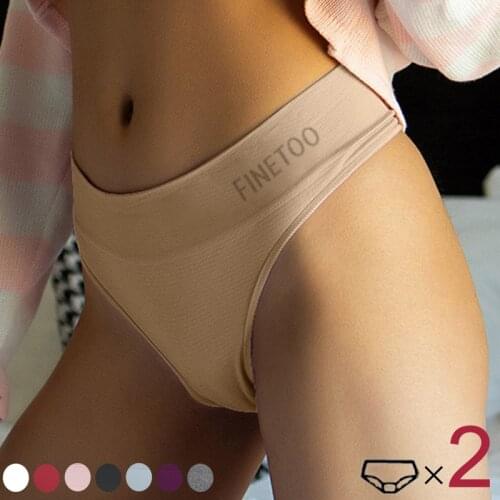 2Pcs/Set Women Panties G-string Letter Pattern Thongs High Rise Sexy Seamless Underwear Female Cotton Underwear Fashion Lingerie