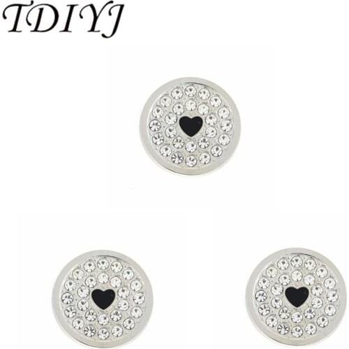 TDIYJ 1Pcs New Arrival 33mm Large Coin Disc with Black Crystal Heart for My Coin Frame Pendants to Fashion Women
