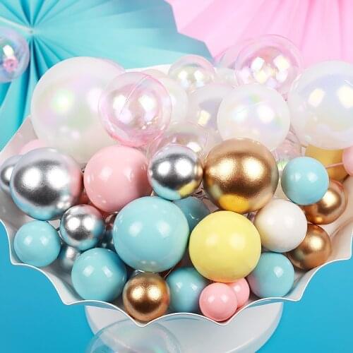 10pcs Ball Cake Toppers Birthday Party Cupcake Topper Christmas Tree Decor Ornament Baby Shower Party Supplies Cake Decoration