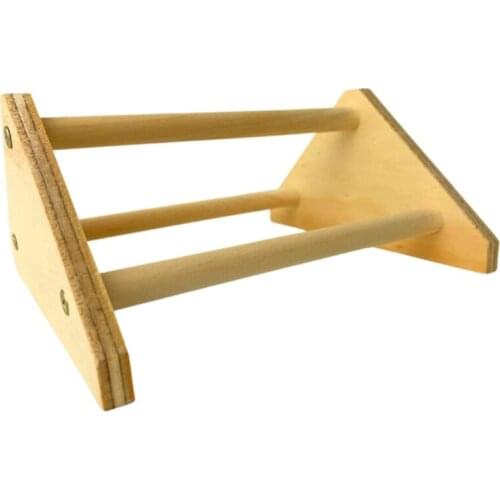 Chick Training Perch Natural Wood Bird Perch Stand Triangular Shape Coop Bird Cage Accessories Pecking Toy for Chicks