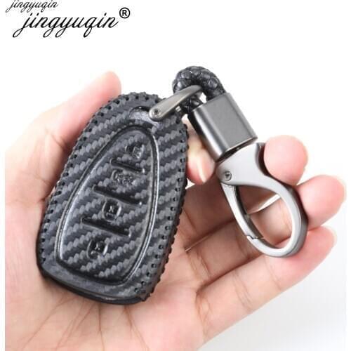 Jingyuqin Carbon Styling Leather Car Key Case Bag Holder Shell for Chevrolet Cruze Malibu XL Equinox