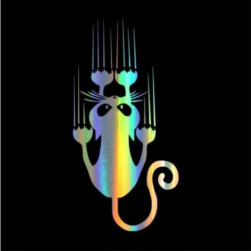 Window Sticker Vinyl 7.5*15cm Cat Pattern Animal Funny Sticker Decal Bumper Reflective Laser Motorcycle window Styling Stickers