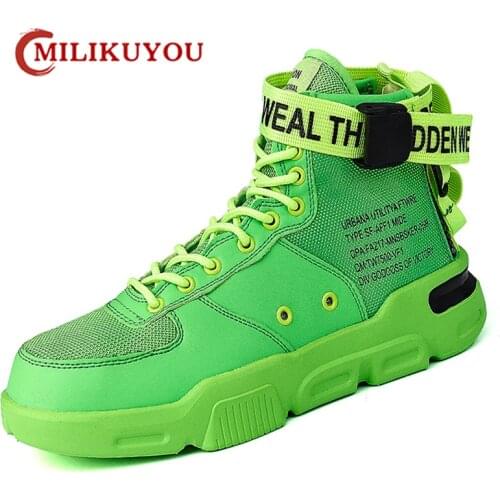 High Top Men Sneakers Colorful Mens Casual Shoes Lace-up Original Tennis Luxury Shoes Adult White Shoes Male Green Sneaker 2021