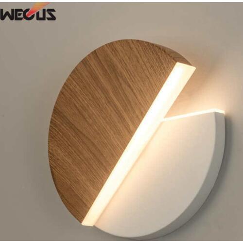 WECUS) Nordic creative minimalist black / white LED aisle art lights, bedroom bedside porch balcony rotatable wall lamp