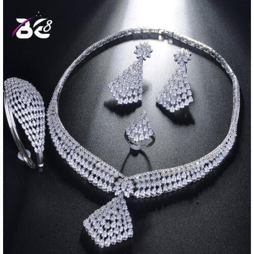 Be 8 Brilliant CZ Jewelry Sets for Women Bridal Wedding Sets 4 Pcs Earring Necklace Ring Bracelet Gift Parure Bijoux Femme S226