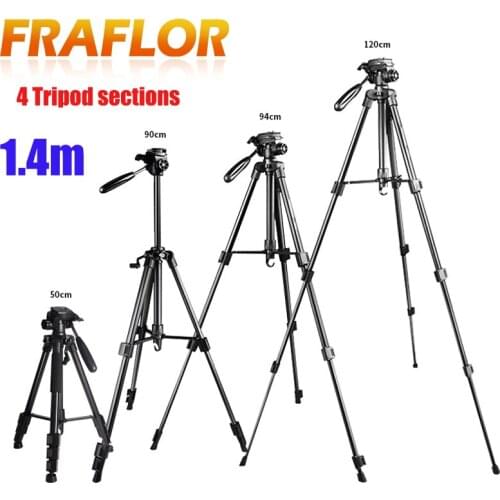 0.5m-1.4m 4 Tripod Sections Professional Photography 360 Degree Swivel Camera Tripod DSLR Camcorder Holder Tripod For Sony Nikon