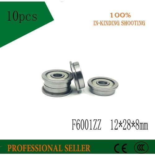 10Pcs F6001ZZ ABEC-1 Flange Flanged Deep Groove Ball Bearings 12x28x8mm