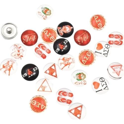 12PCS Red Zeta Phi Beta Snaps Charm Round Colors Flat Back Cabochons Charms For Ginger Snaps Jewelry