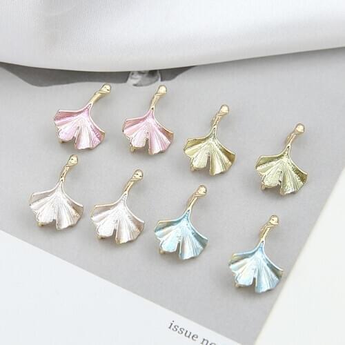 10pcs New Fashion Alloy Spray Ginkgo Leaves Hanging Earring For Girls Charm Trendy Pendant Material Diy Jewelry Accessories