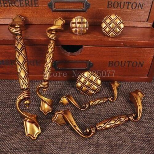 10PCS New Retro Kitchen Cupboard Wardrobe Door Handles and Knobs drawer Antique Classical Furniture door knob and pulls JF1306