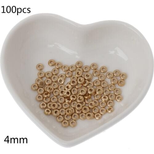 100Pcs Metal Smooth Flat Spacer Disc Heishi Rondelle Beads Diy Jewelry Findings