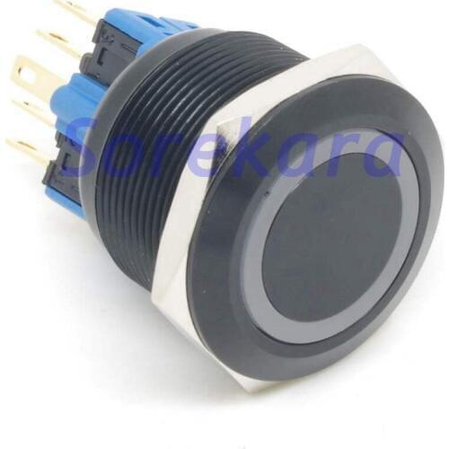 25mm Zn-Al Ring LED Color ORANGE Latching 1NO 1NC Pushbutton Switch Black Coating For Auto IP65 UL 6V/12V/24V/110V/220V
