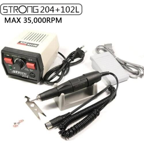 65W Strong 204 Nail Drills Machine 35000rpm 102L Handpiece STRONG 210 Manicure Machine Pedicure Electric Nails Art Equipment