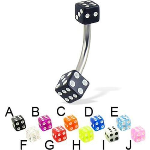 10PCS Piercing Body Jewelry Acrylic Dice Eyebrow Tragus Bars Rings Labret Lip Barbell Piercing Jewelry Steampunk Tattoo Jewelry