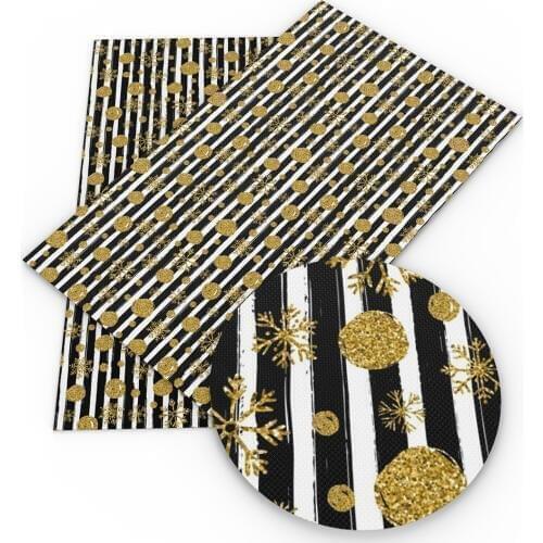 David accessories 20*33cm Snow Flower Printed Faux Synthetic Leather Fabric DIY Bow Bag Shoes Material Home Decoration,1Yc8308