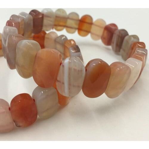 White Mother of pearl Carnelian Beads Bracelet 7.5” FG8908