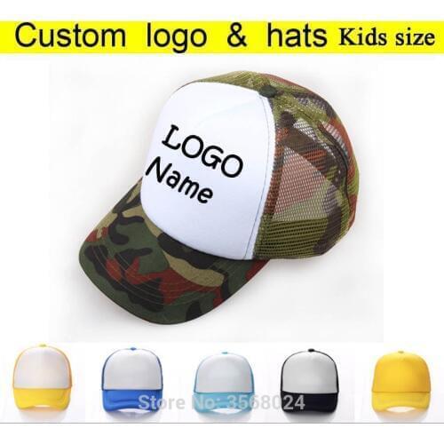 Free Print Logo Men Camo Kids Cap Baby Custom Trucker Hats Child/Adult caps Child Son Name Adjust Baseball Hat camouflage
