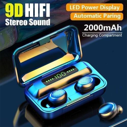 TWS 2000mAh for Bluetooth V5.0 Earphones Wireless Headphones LED Display with Mic Charging Box Sports Waterproof Headset Earbuds