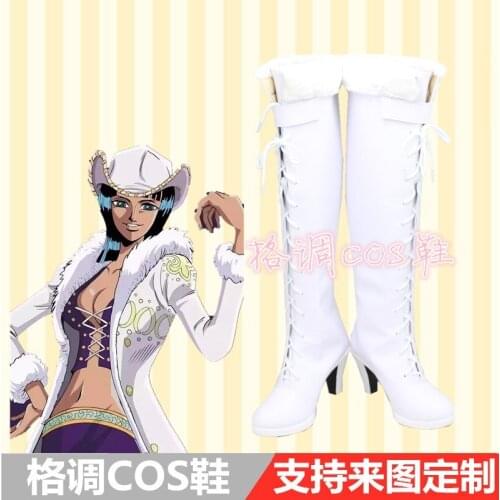 Anime Nico Robin Cosplay Shoes Boots White Custom Made Halloween Party Accessories