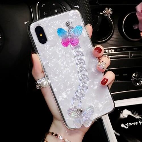 Bling Butterfly Bracelet Soft Cover For OPPO A9 2020 Phone Case Wristband case For OPPO A31 A8 A72 A52 Realme X XT Reno F11 F9
