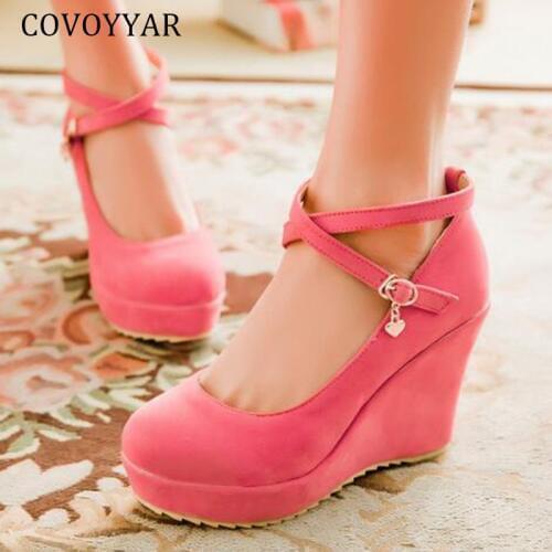 COVOYYAR 2019 Summer Wedges Shoes Women Sandals Ladies Pumps Autumn Ankle Strap Platform Casual Shoes Woman Big Sizes WSS358