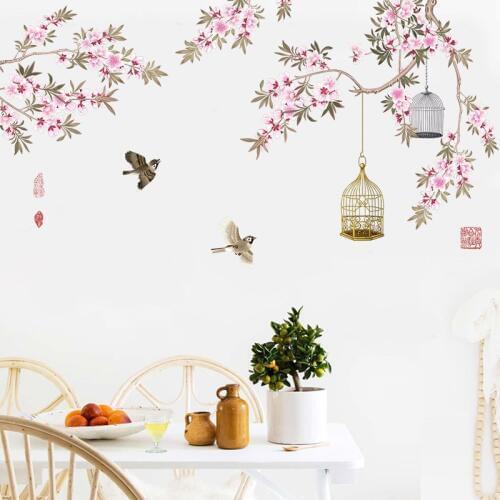 DIY Flower Living Room Bedroom Home Decor Wall Stickers Birds Wall Decals Poster Wallpaper