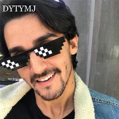 DYTYMJ Retro Sunglasses Men UV Protection Pixelated Sun Glasses Men/Women Driving Glasses Mosaic Vintage Eyewear Gafas De Sol