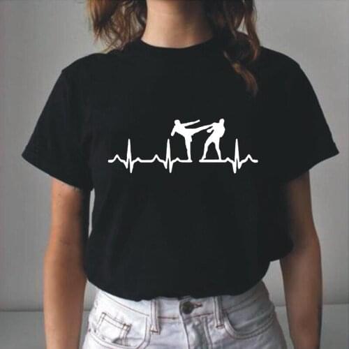 Taekwondo Kung Fu Tee Shirt Femme Casual Short Sleeve Kickboxing Karate Muay Thai Printed T Shirt Women Tops Camiseta Mujer