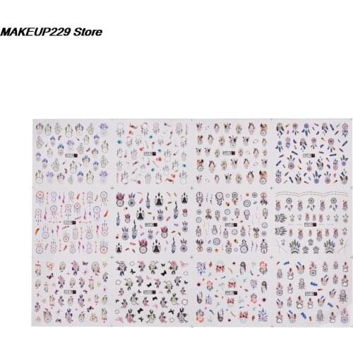 HOT 1 Sheet 12 Patterns Nail Water Decal Dreamcatcher Manicure Nail Art Transfer Sticker Decoration