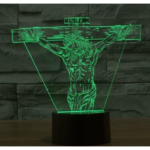 Jesus Modelling 3D illusion Lamp 7 Colors Desk Table Lamp Bluetooth Speaker Night Lights Home Bedroom Decor Kids Creative Gift