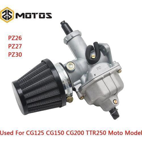 ZS MOTOS New PZ26 PZ27 PZ30 Motorcycle Carburetor Carburador Used For Honda CG125 And Other Model Motorbike with air filter