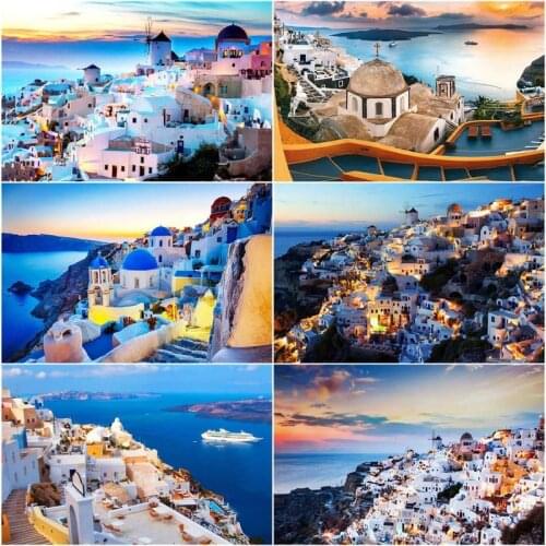 GATYZTORY DIY Oil Painting By Numbers Seaside Villa Kits For Adults Handmade 40x50cm Frame Draw On Canvas Photos Unique Gift