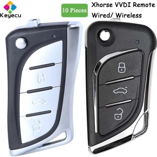 KEYECU 10 Pieces XHORSE English Version for Lexus Flip Style Wired / Wireless Universal Remote Car Key for VVDI Key Tool VVDI2