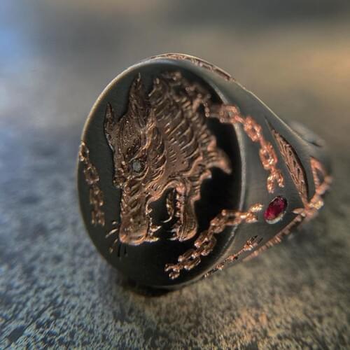 Fashion Exaggerated Ferocious Animal Ring Simple Design Engraved Wolf Head Signet Rings for Mens Gothic Punk Party Jewelry Gift