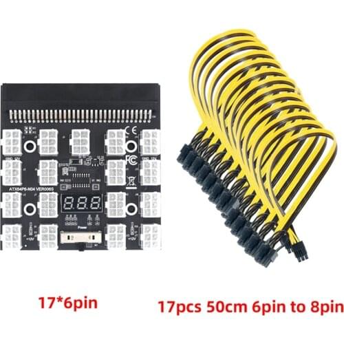 Breakout Board 17 Port 6Pin LED Display Power Module Server Card 6Pin to 8Pin Cable for HP 1200W 750W PSU GPU BTC Mining