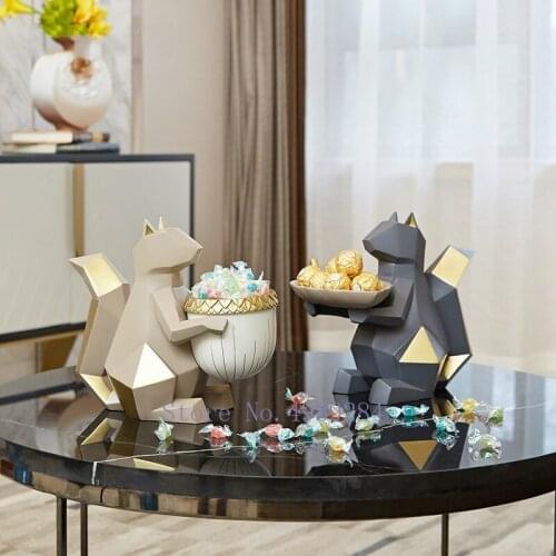 Creative Nordic Resin geometric squirrel Desktop storage organization Candy snack Entrance key storage Living room decoration