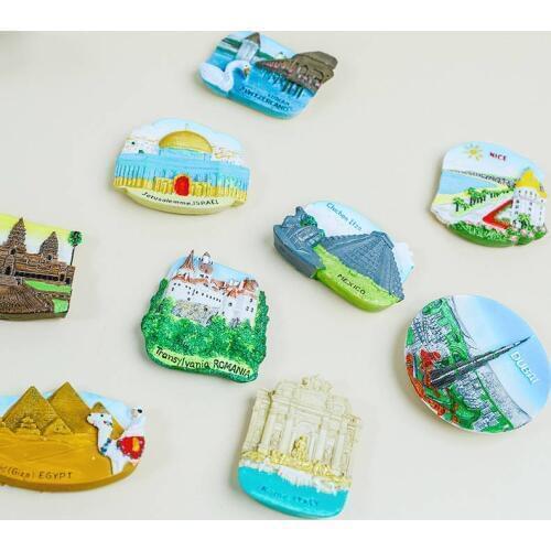Creative refrigerator stickers fridge magnet France Dubai Korea Switzerland Vienna Rome souvenirs 3d personality home decoration