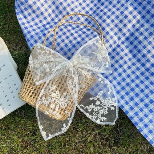 Lace Big Bowknot Scrunchies Hair Clip Small Fresh Simple Head Rope Korean Hair Accessories For Women