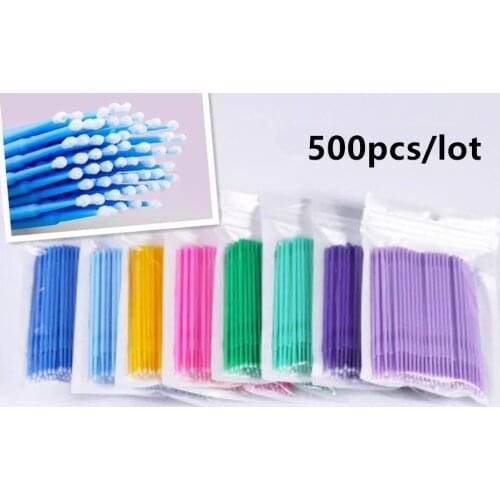 500Pcs/bag Disposable MicroBrush Eyelashes Extension Individual Lash Removing Swab Micro Brush For Eyelash Extension Tools