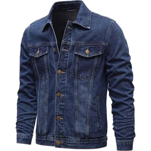 Casual Solid Color Lapel Single Breasted Jeans Jacket Spring Autumn Men Denim Jackets Men Slim Fit Cotton Outwear Jackets 5xl