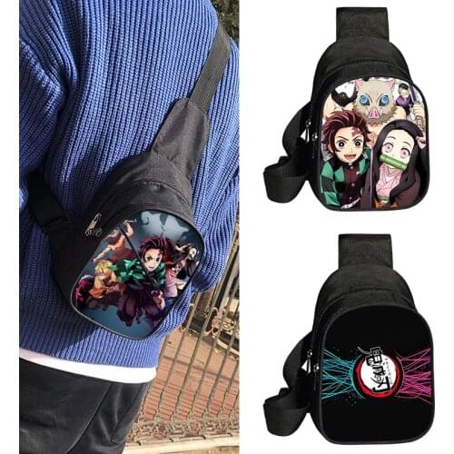 Anime Demon Slayer Printed Chest Bag Mens Shoulder Bags Kimetsu No Yaiba Cartoon Messenger Bag Girl Travel Bag Gift