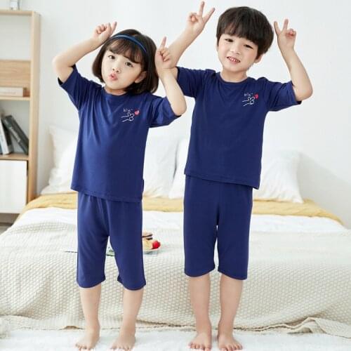2021 New Summer Girls Kids Pajamas Set Short Sleeves Sleepwear For Toddler Girls Cotton Pyjamas Set Clothes 2 to 10 Years