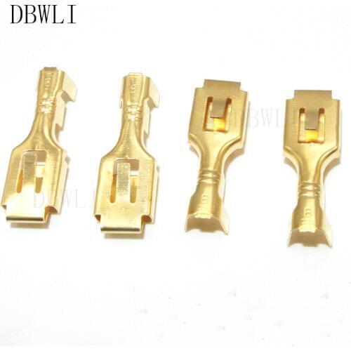 2000pcs Copper 6.3 Crimp Terminal 6.3mm Uninsulated Spring Connector Female Cold Terminal for Car Auto Bike ect