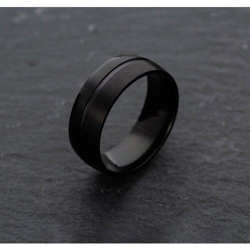 Charm Matte Groove Women Men Polished Stainless Steel Ring Convention Jewelry Wedding Band Ring Valentine Gifts