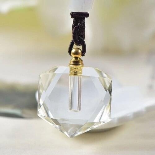 Wholesale White Natural Crystal Pendants Carving Six Star Wishing Bottle Pendant Necklace For Women Men Lucky Crystal Jewelry