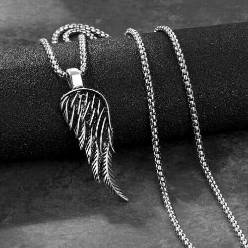 New Angel Wings Pendants Men Women Silver Color Necklace Steel Gothic Vintage Alloy Wing Mens Pendant Fashion Jewelry Aesthetic
