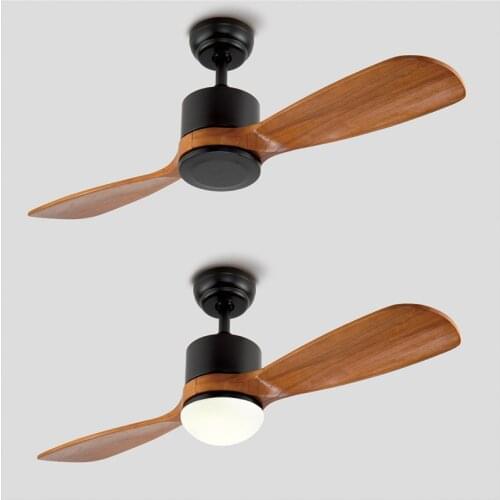 Two leaf ceiling fan wooden silent fan lamp for dining room living room bedroom lighting retro люстра вентилятор